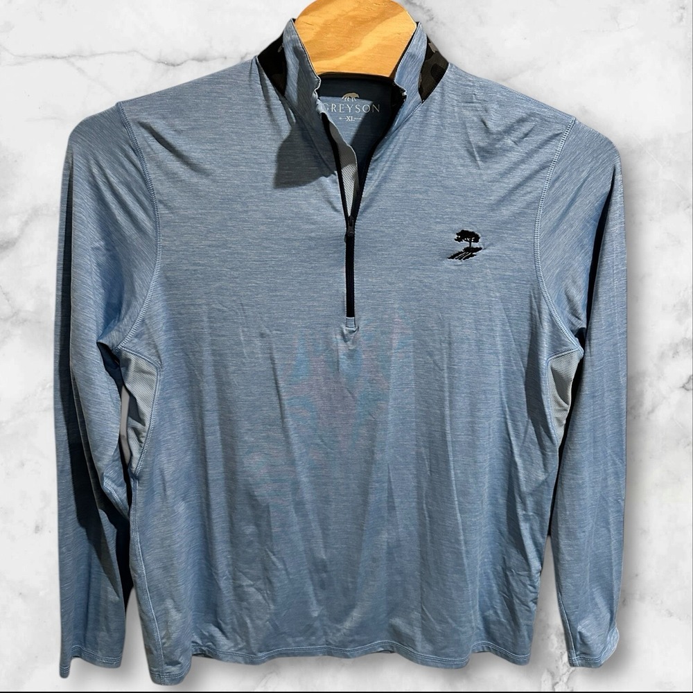 Greyson Sport 1/4 Zip Pullover Shirt Mens XL Performance‎ Golf Blue *LOGO*
